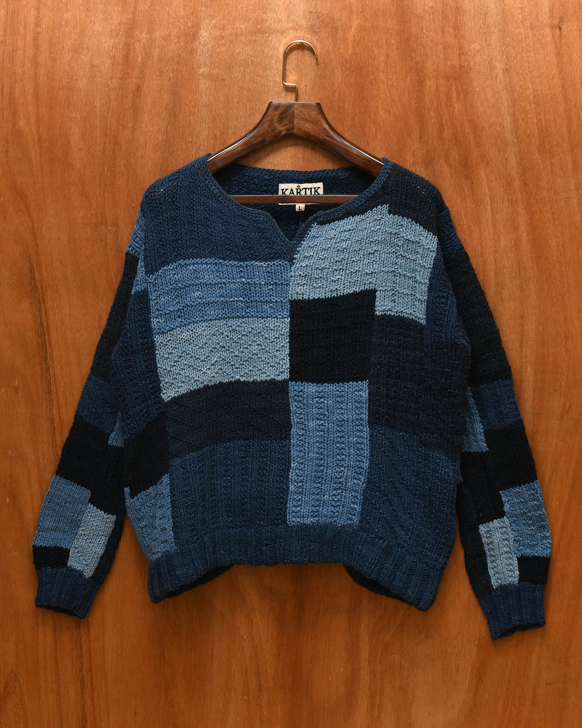 INDIGO PATCHWORK SWEATER